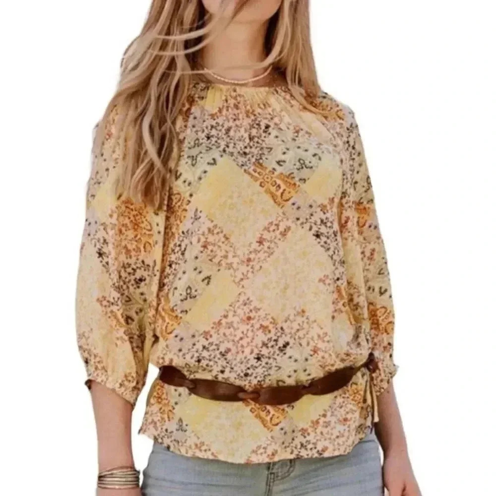 Good Hart by Matilda Jane Rockport Patchwork Floral Blouse NWT Medium Boho